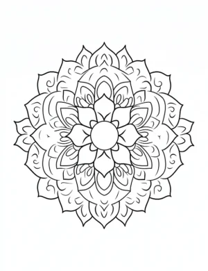 Meditative Layered Petal Mandala Coloring Page by Mindset Flow