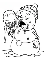 Melting Snowman Holding Ice Cream Cone Coloring Page By Mindset Flow