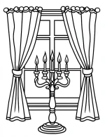 Menorah by Window Curtains Coloring Page by Mindset Flow