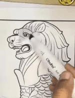 Merlion Statue Girl in Singapore Adult Coloring Page How to Video