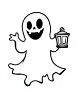 Mischievous Ghost Holding a Lantern Coloring Page by Mindset Flow