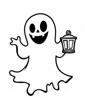 Mischievous Ghost Holding a Lantern Coloring Page by Mindset Flow
