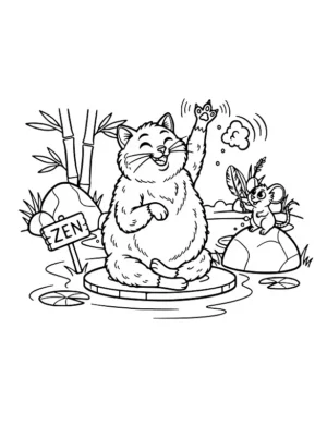 Mischievous Meditating Cat Zen Fail Coloring Page By Mindset Flow