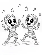 Monster Mash Dance Party Dancing Mummies Coloring Page by Mindset Flow