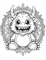 Monster Mash with Festive Mandala Halloween Coloring Page by Mindset Flow