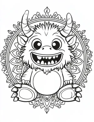 Monster Mash with Festive Mandala Halloween Coloring Page by Mindset Flow