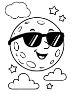 Moon with Sunglasses Halloween Coloring Page by Mindset Flow