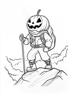 Mountain Climber Pumpkin Headed Man Coloring Page by Mindset Flow