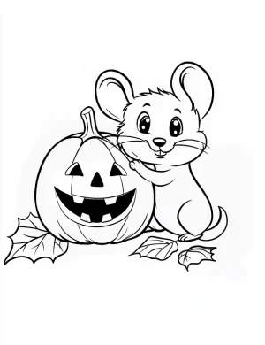 Mouse Hugging Pumpkin Halloween Coloring Page by Mindset Flow