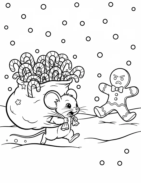 Mouse Stealing Candy Canes Coloring Page By Mindset Flow Mouse Stealing Candy Canes Coloring Page By Mindset Flow