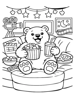 Movie Night Polar Bear Coloring Page By Mindset Flow