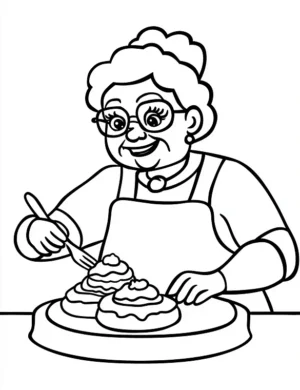 Mrs. Claus Baking Cupcakes Christmas Coloring Page By Mindset Flow