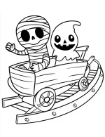 Mummy And Ghost On A Roller Coaster Coloring Page by Mindset Flow