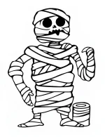 Mummy Wrapped in Toilet Paper Halloween Coloring Page by Mindset Flow