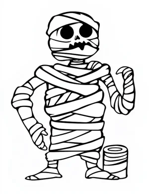 Mummy Wrapped in Toilet Paper Halloween Coloring Page by Mindset Flow