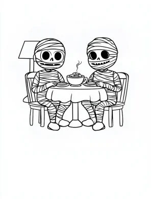 Mummys Night Out with Pumpkin Coloring Page by Mindset Flow