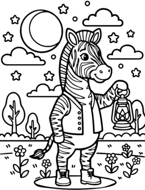 Mystic Night Lantern Zebra Coloring Page By Mindset Flow