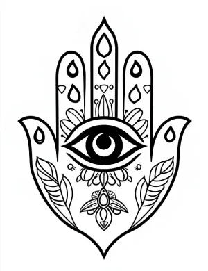 Mystical Hamsa Hand Eye Christmas Coloring Page by Mindset Flow