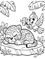 Napping Leopard Jungle Coloring Page By Mindset Flow