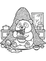 Noodle Loving Panda Feast Animal Coloring Page By Mindset Flow