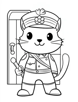 Nutcracker Cat With Soldier Uniform Christmas Coloring Page By Mindset Flow