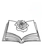 Open Book With Rose On Page Flower Coloring Page By Mindset Flow