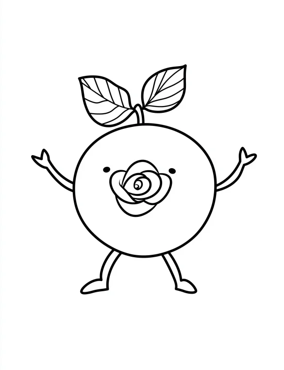 Orange with Rose Floral Design and Arms Coloring Page