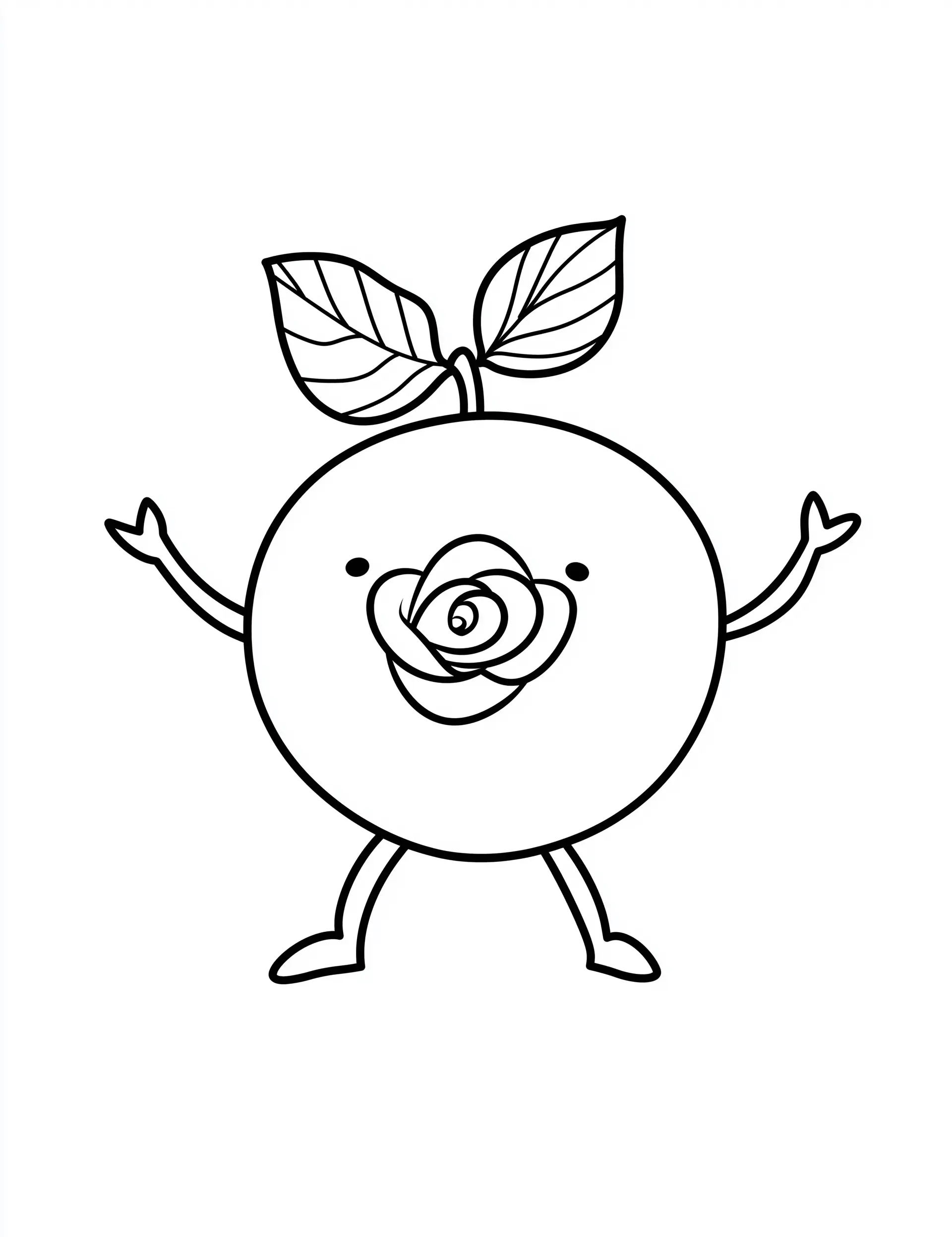 Orange with Rose Floral Design and Arms Coloring Page
