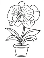Orchid In Pot Flower Coloring Page By Mindset Flow