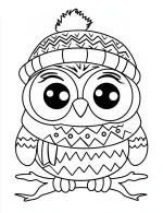 Owl Mandala With Knitted Winter Hat And Scarf Coloring Page by Mindset Flow