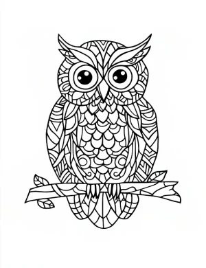 Owl Mandalas On A Branch Coloring Page by Mindset Flow