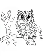 Owl Perched On A Tree Branch Coloring Page by Mindset Flow