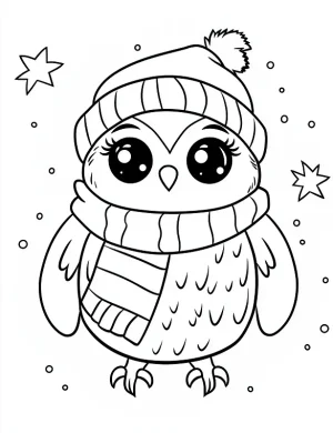Owl Wearing A Winter Hat Coloring Page by Mindset Flow