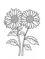 Pair Of Sunflowers In Bloom Flower Coloring Page By Mindset Flow