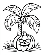 Palm Tree and Sunglasses Pumpkin Halloween Coloring Page By Mindset Flow