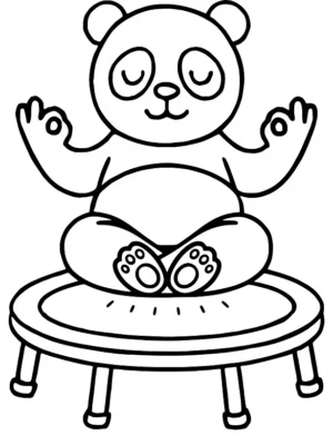 Panda Yoga on Trampoline Animal Coloring Page by Mindset Flow