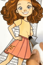 Parisian Adventure Girl at Eiffel Tower Adult Coloring Page How to Video