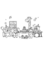 Party Animals Celebrating Together Coloring Page By Mindset Flow