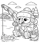 Patient Puffin Ice Fishing Scene Coloring Page By Mindset Flow