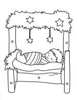 Peaceful Baby Jesus In Manger Christmas Coloring Page By Mindset Flow