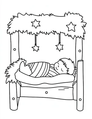 Peaceful Baby Jesus In Manger Christmas Coloring Page By Mindset Flow