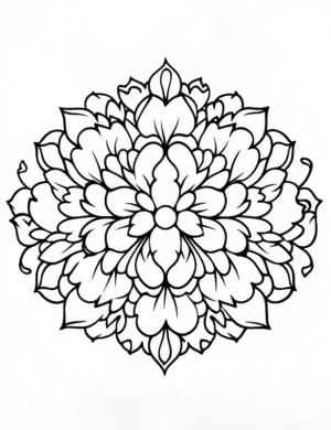 Peaceful Floral Mandala With Layered Leaves Coloring Page by Mindset Flow