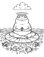 Peaceful Frog Meditating on a Lily Pad Coloring Page By Mindset Flow