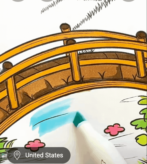 Peaceful Garden Bridge Summer Solstice Coloring Page-HowToVideo