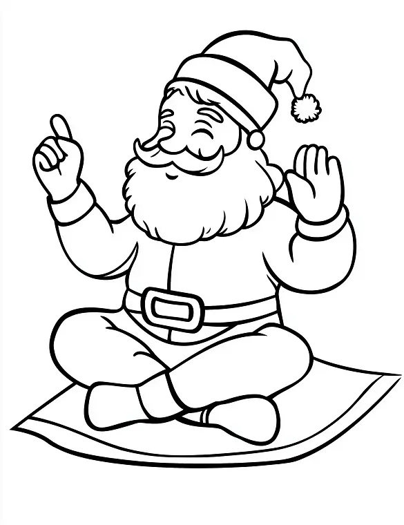 Peaceful Santa Doing Yoga on Mat Coloring Page By Mindset Flow Peaceful Santa Doing Yoga on Mat Coloring Page By Mindset Flow