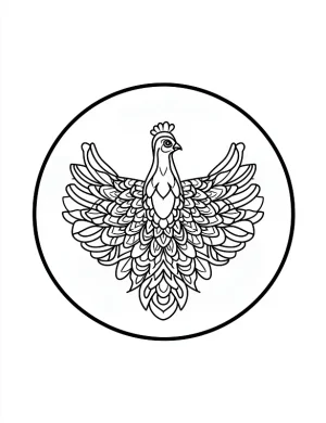 Peacock Feather Frame Mandala with Symmetrical Designs Coloring Page by Mindset Flow