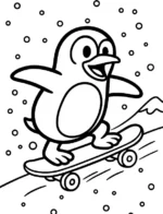 Penguin Sliding on Ice Animal Coloring Page by Mindset Flow