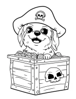 Pirate Puppy in Treasure Chest Halloween Coloring Page By Mindset Flow
