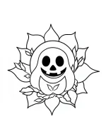 Playful Cartoon Ghost with Floral Mandala Coloring Page by Mindset Flow