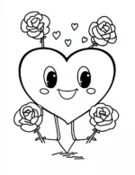 Playful Cartoon Heart Love Flower Coloring Page By Mindset Flow